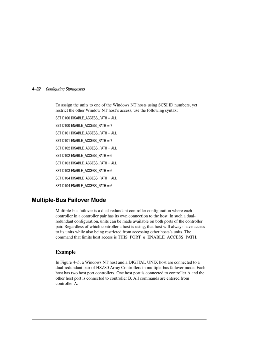 Compaq HSZ80 manual Multiple-Bus Failover Mode, 32Configuring Storagesets 