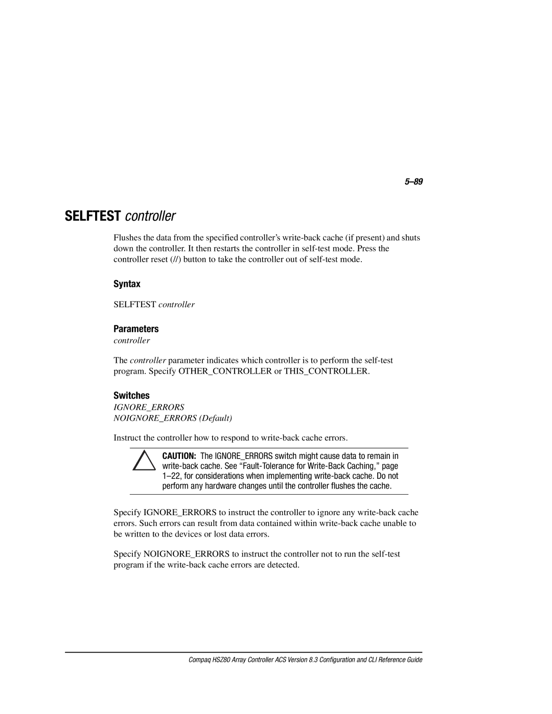 Compaq HSZ80 manual Selftest controller 