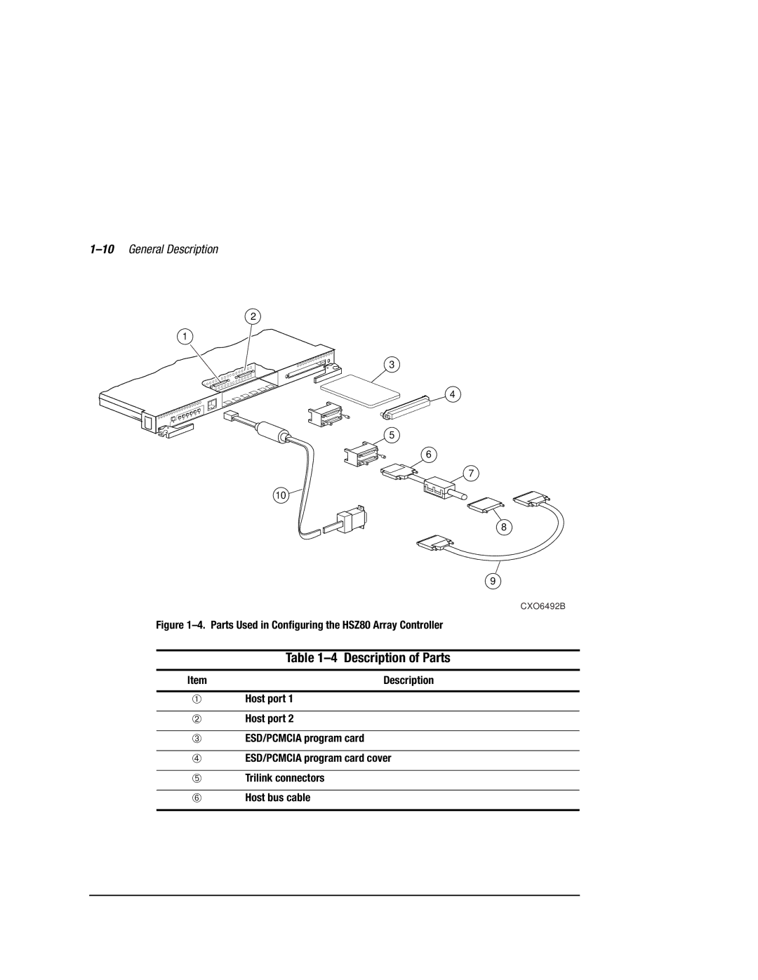 Compaq HSZ80 manual Description of Parts, 10General Description 