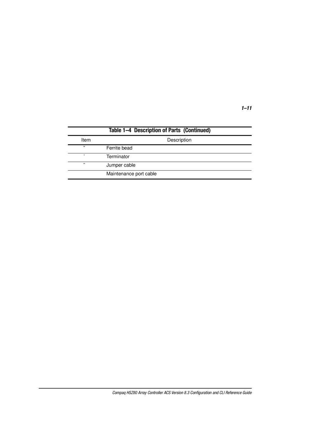 Compaq HSZ80 manual Description of Parts 