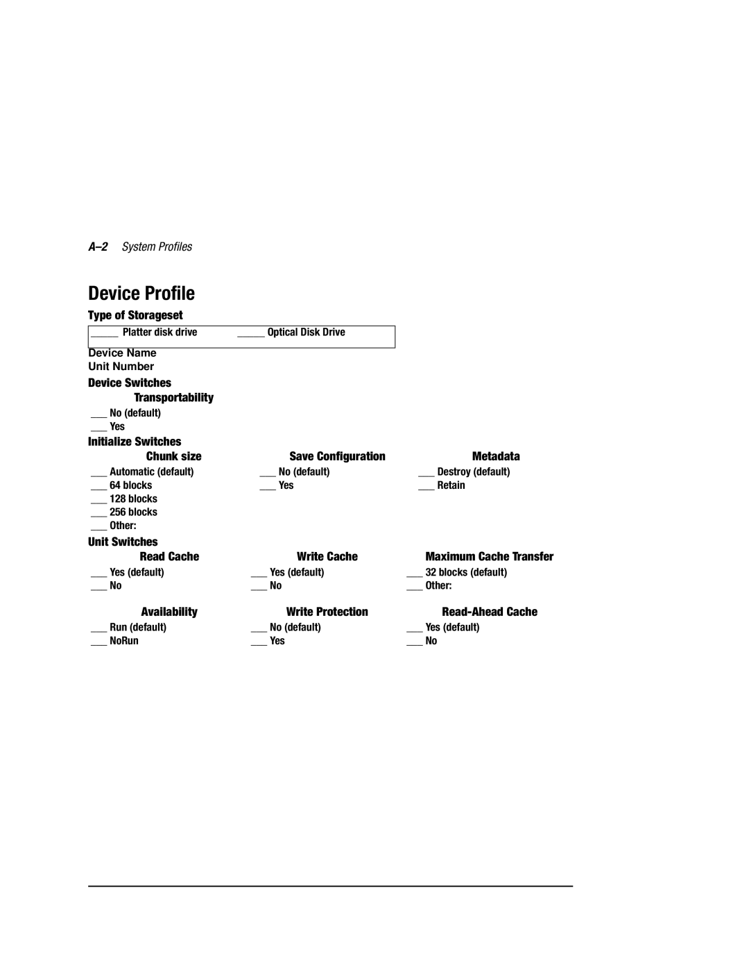 Compaq HSZ80 manual Device Profile, 2System Profiles 