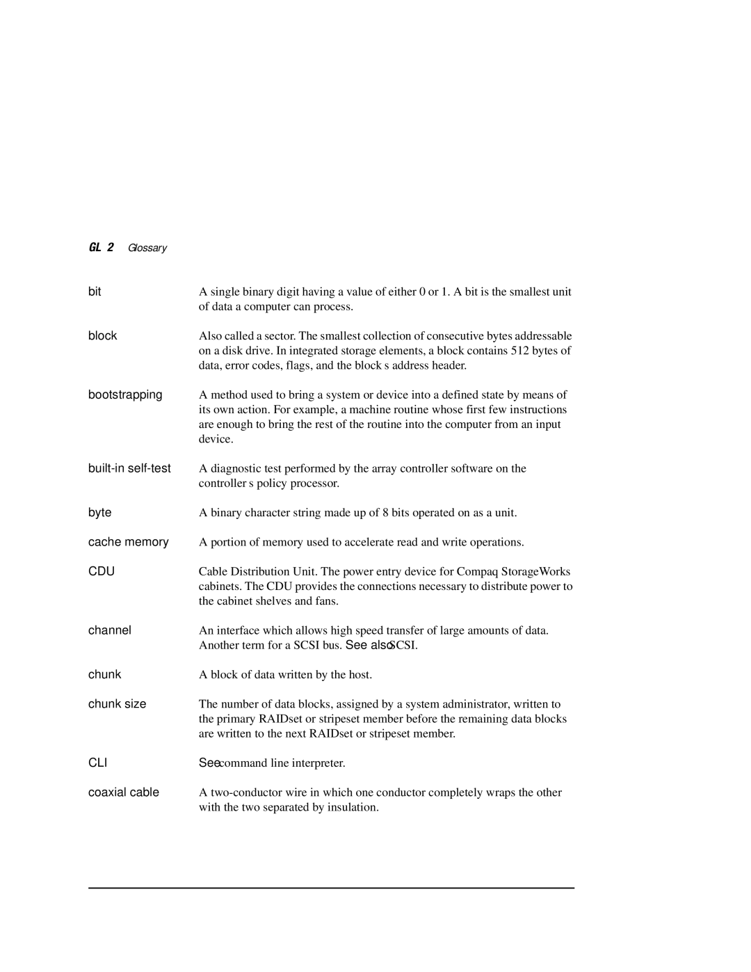 Compaq HSZ80 manual GL-2Glossary, Bit 