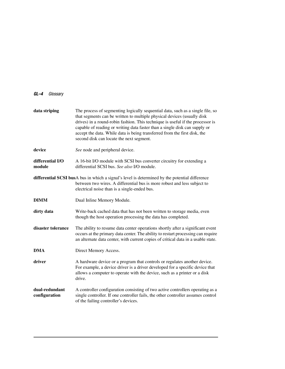 Compaq HSZ80 manual GL-4Glossary, Data striping 