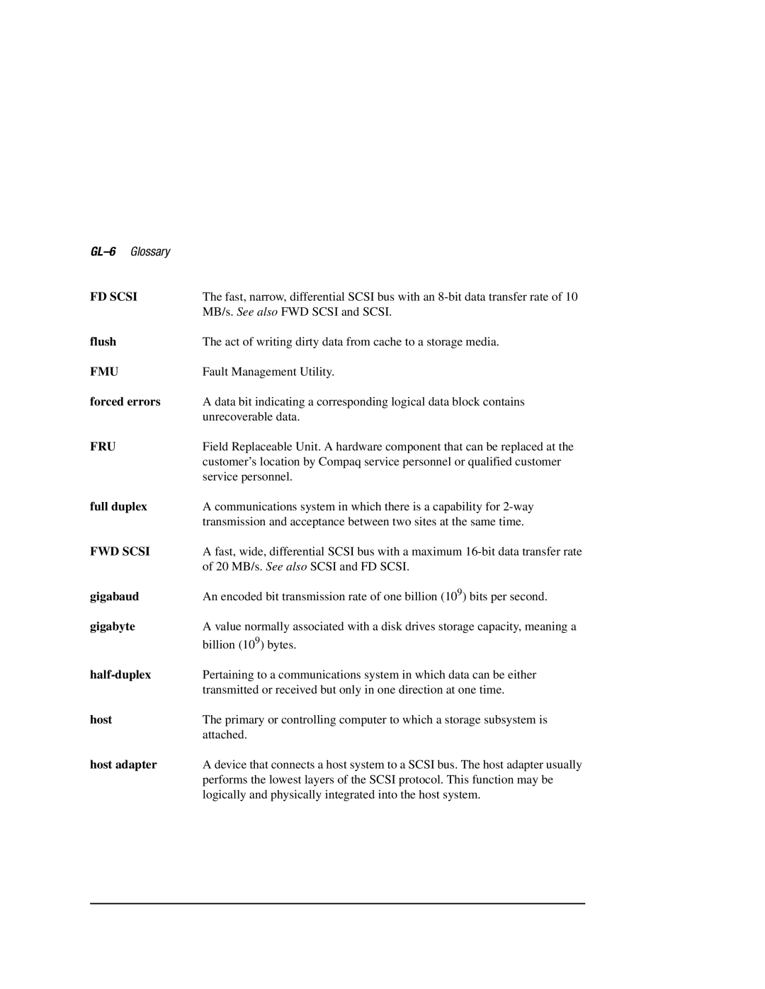 Compaq HSZ80 manual GL-6Glossary, FD Scsi 