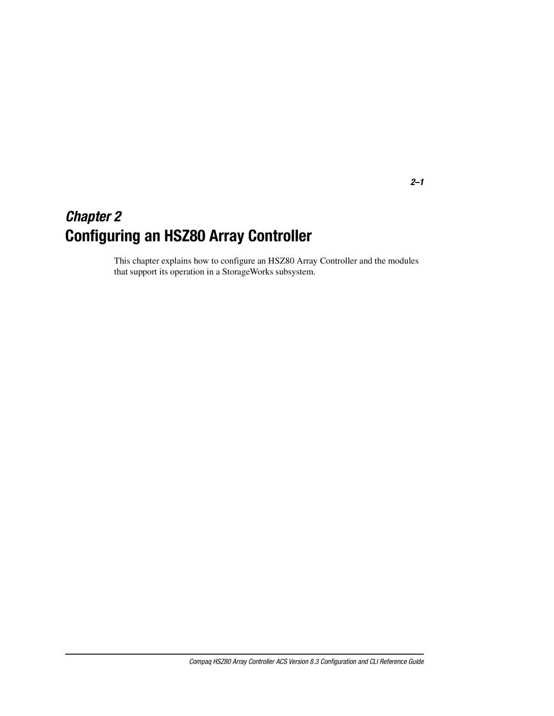 Compaq manual Configuring an HSZ80 Array Controller 