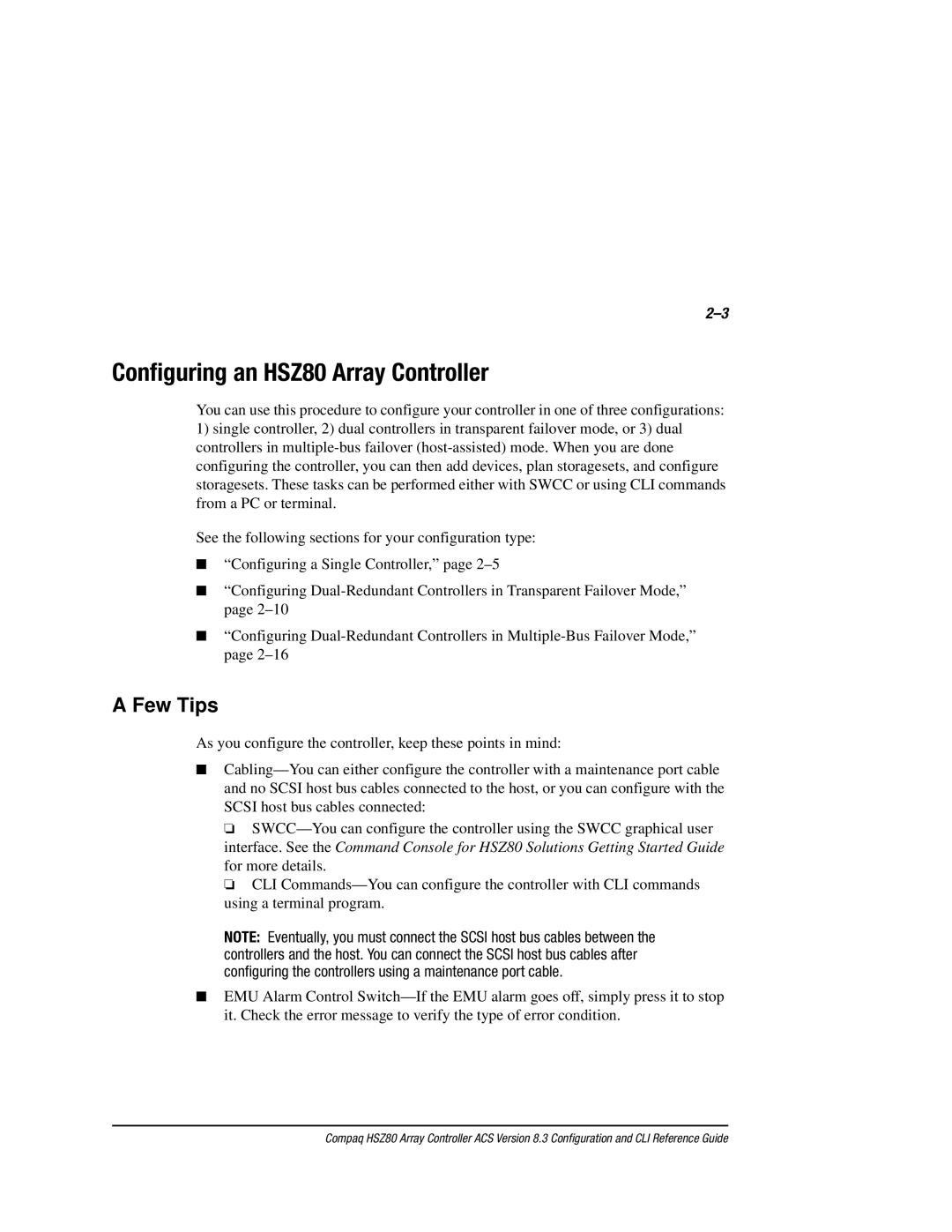 Compaq manual Configuring an HSZ80 Array Controller, Few Tips 