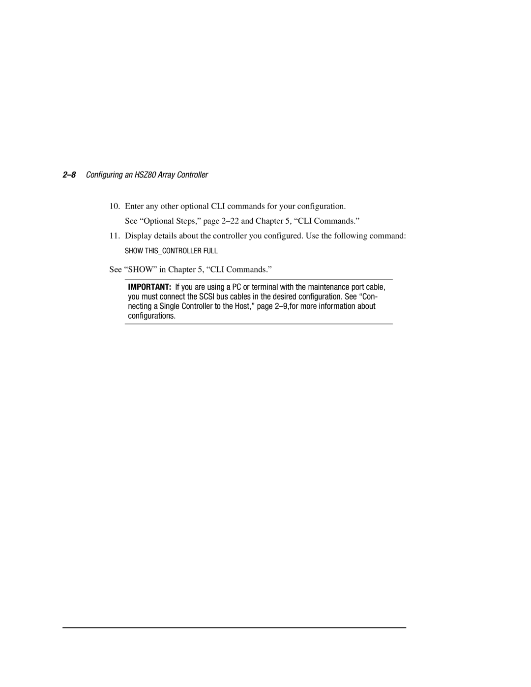 Compaq manual 8Configuring an HSZ80 Array Controller 