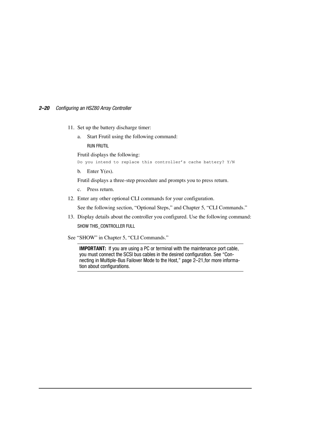 Compaq manual 20Configuring an HSZ80 Array Controller 