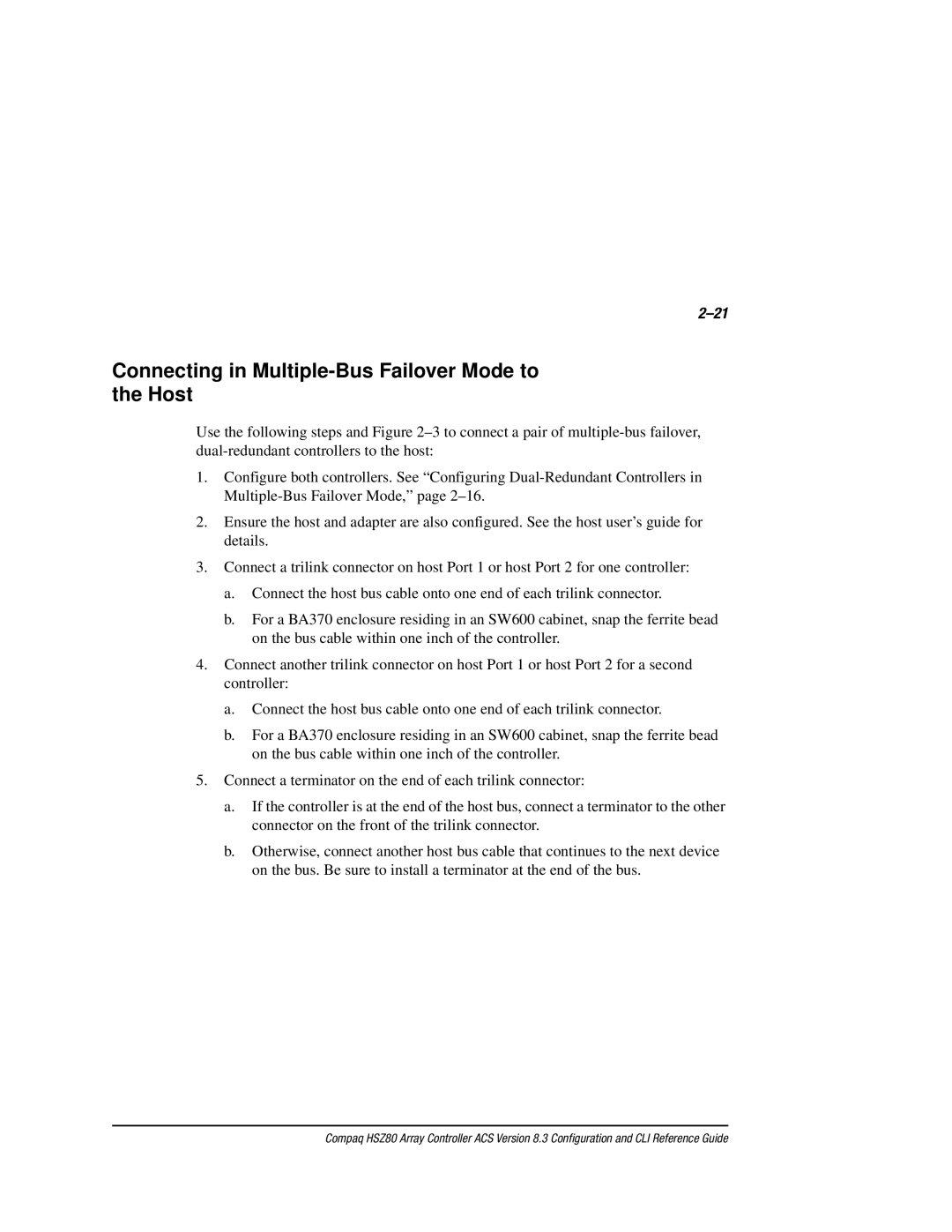 Compaq HSZ80 manual Connecting in Multiple-Bus Failover Mode to the Host 
