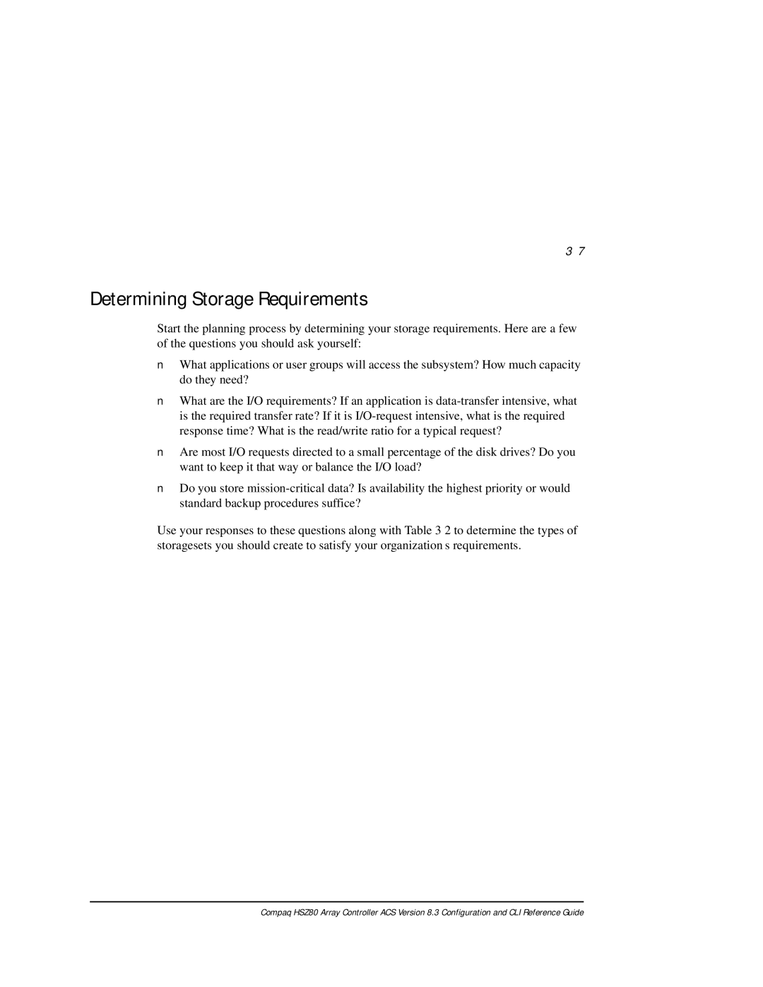 Compaq HSZ80 manual Determining Storage Requirements 