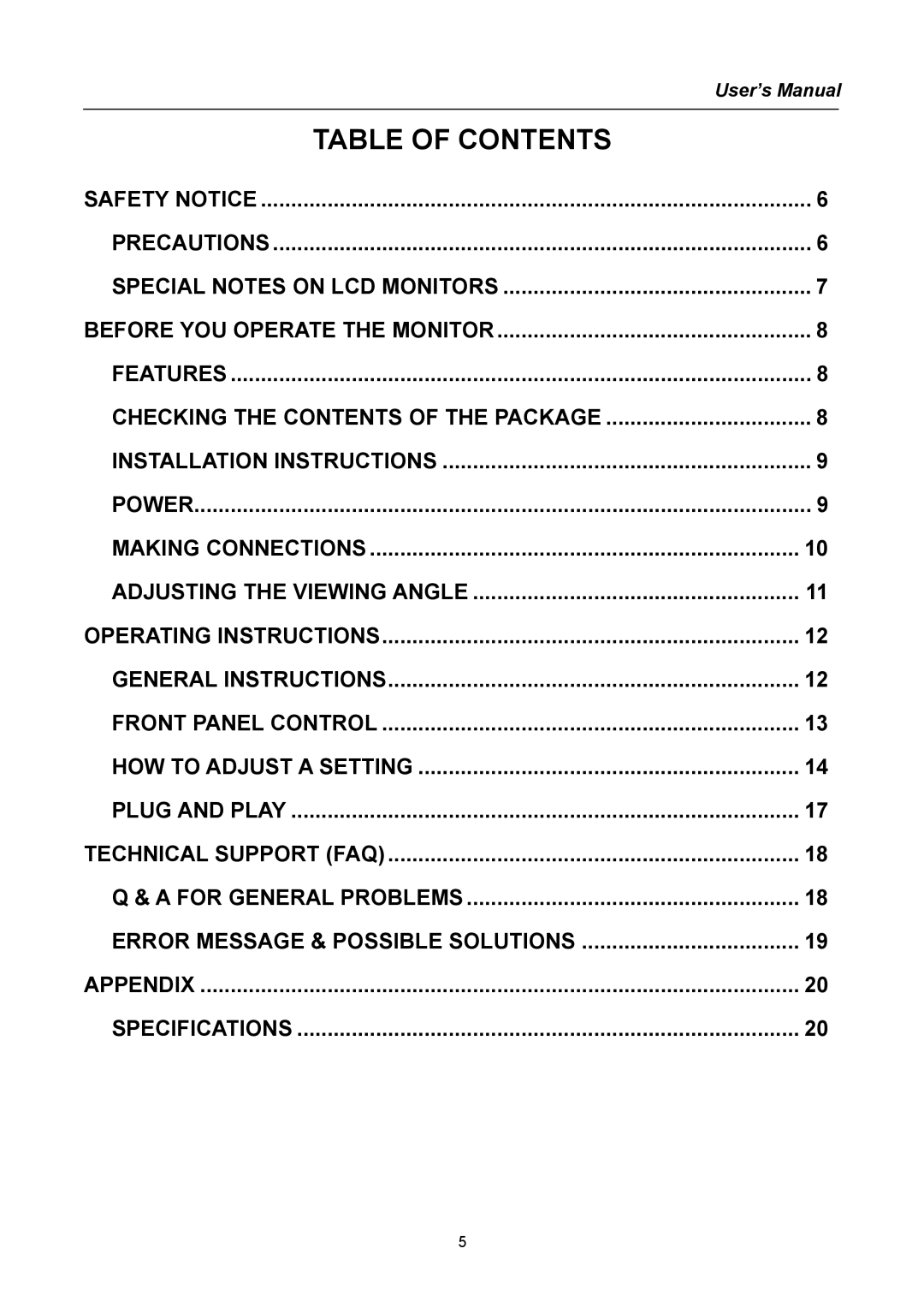 Compaq HW191 user manual Table of Contents 