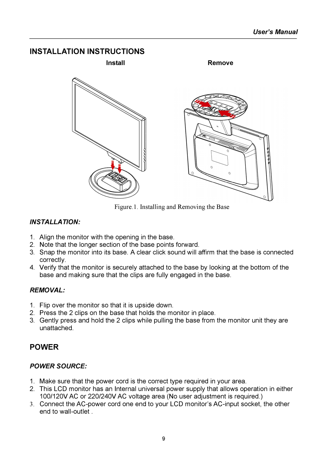 Compaq HW191 user manual Installation Instructions, Power, InstallRemove 