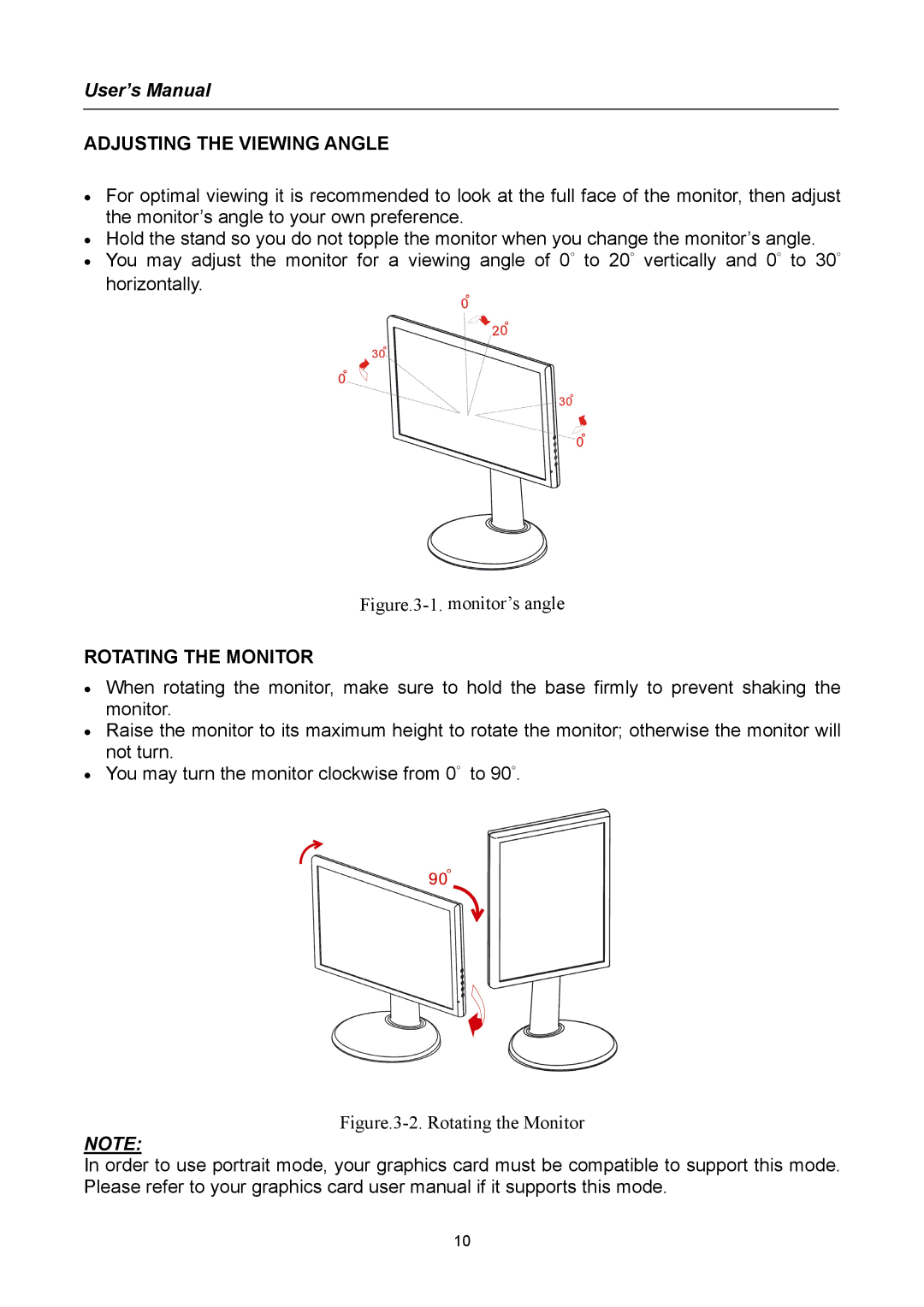 Compaq HW194 user manual Adjusting the Viewing Angle, Rotating the Monitor 