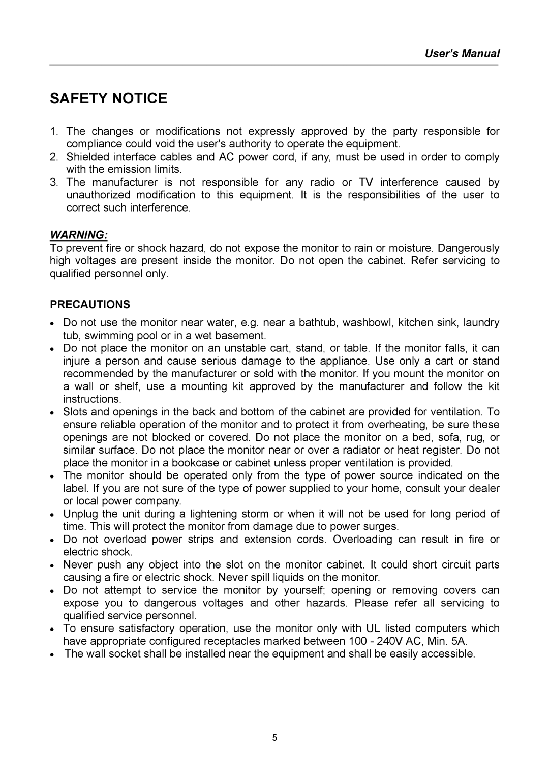 Compaq HW194 user manual Safety Notice, Precautions 