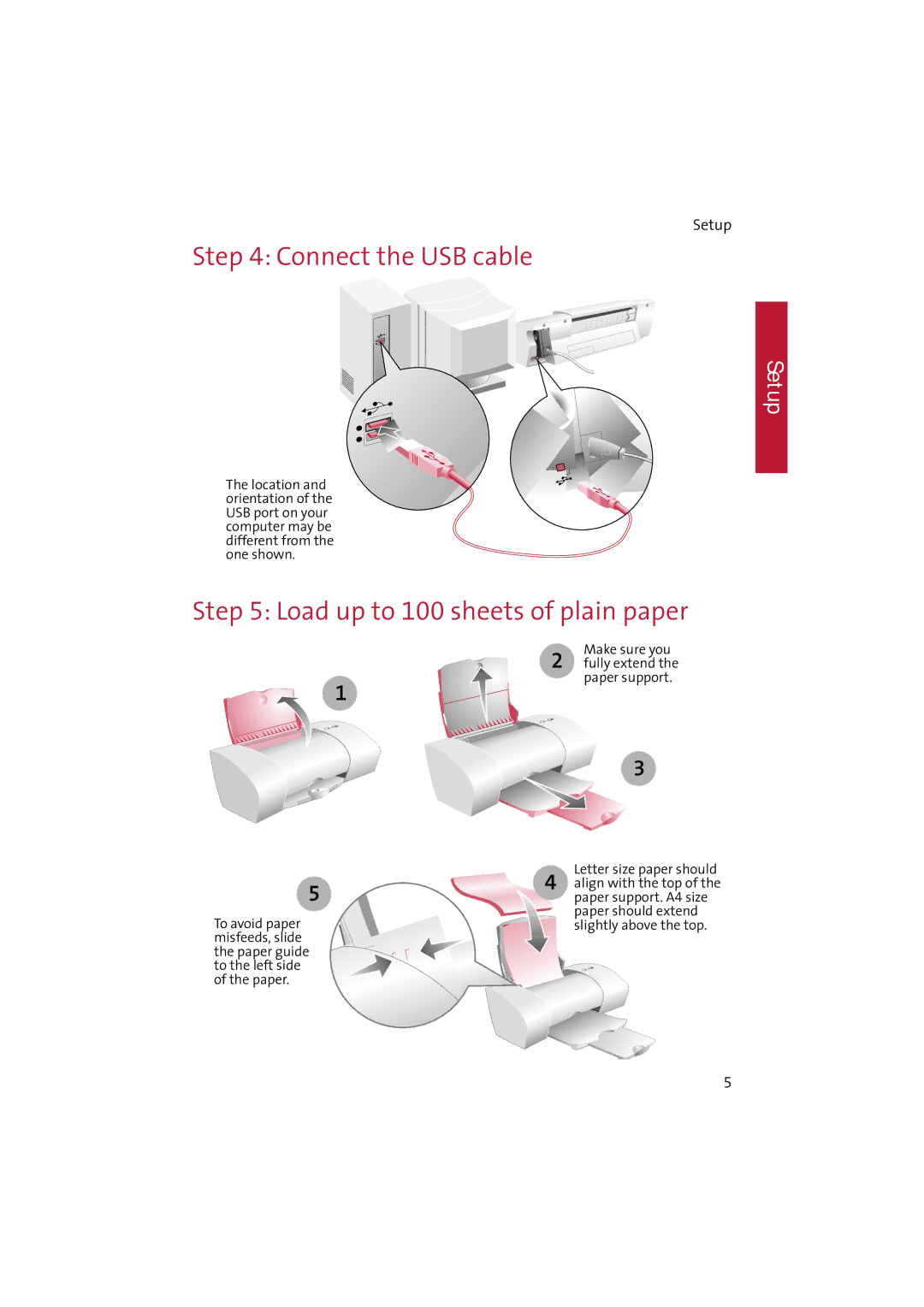 Compaq IJ650 manual Connect the USB cable, Load up to 100 sheets of plain paper 