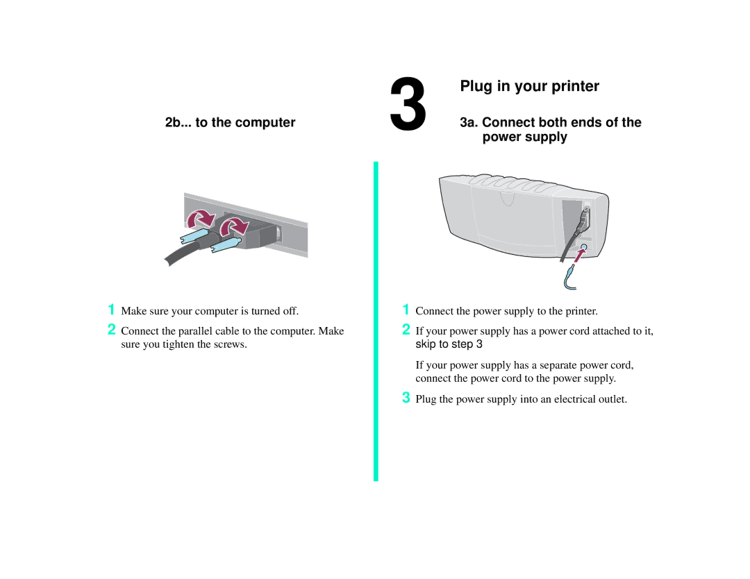 Compaq IJ750 manual Plug in your printer, 2b... to the computer, Power supply 