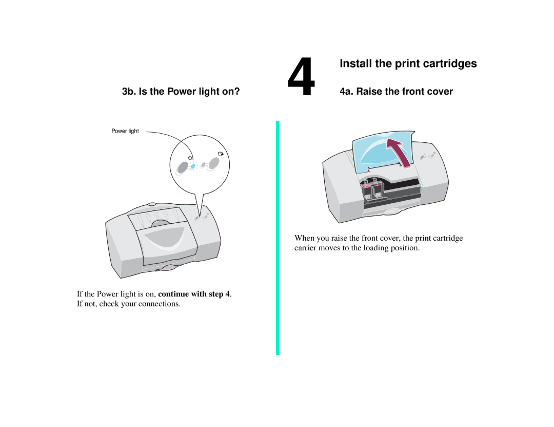 Compaq IJ750 manual Install the print cartridges, 3b. Is the Power light on?, 4a. Raise the front cover 