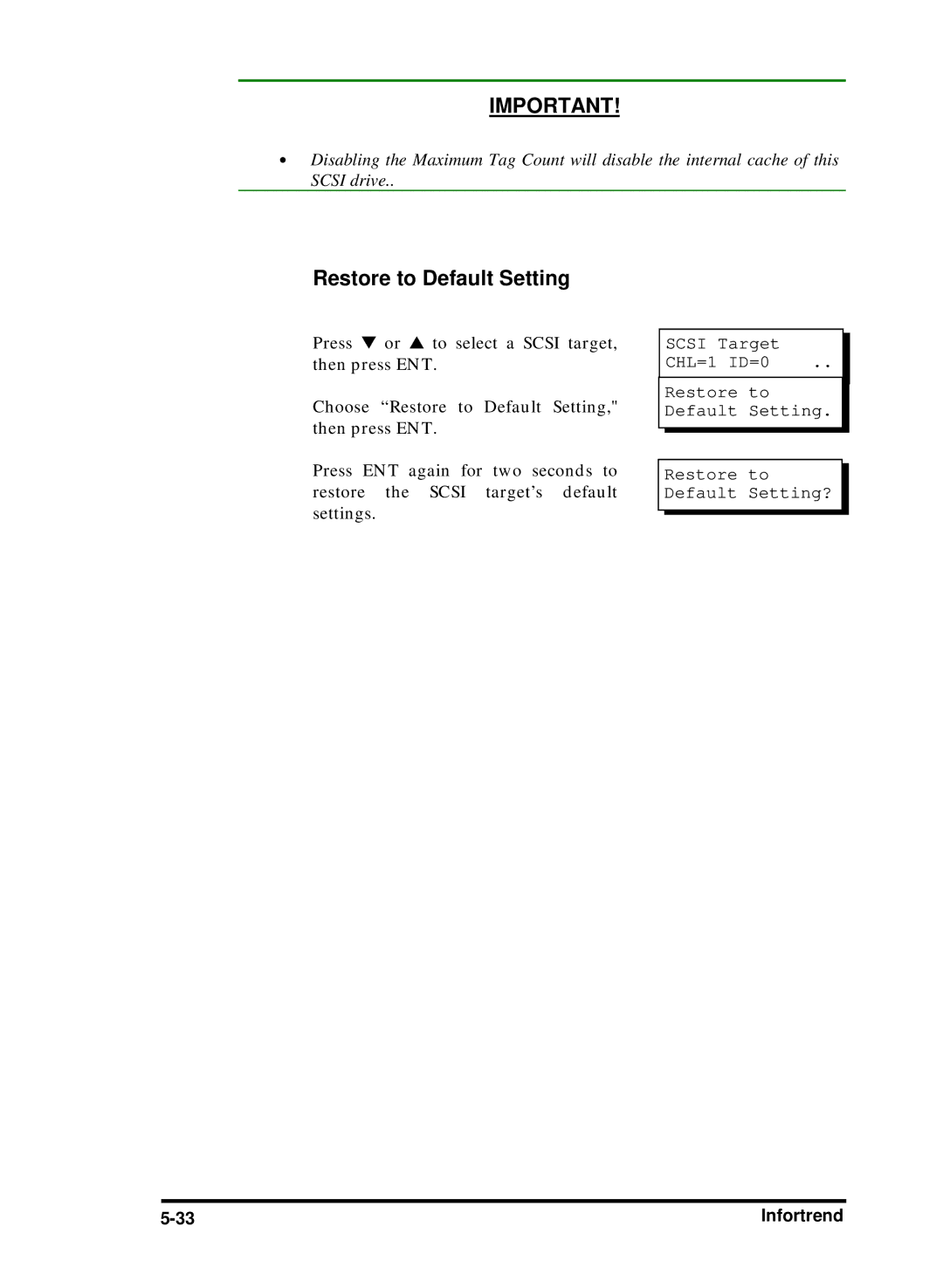 Compaq Infortrend manual Restore to Default Setting 