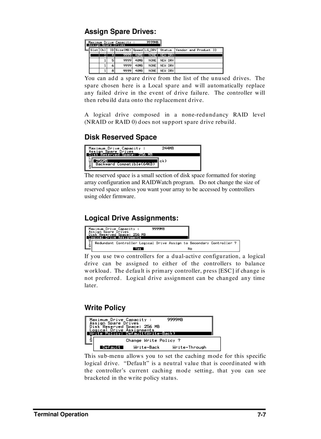 Compaq Infortrend manual Assign Spare Drives, Logical Drive Assignments 