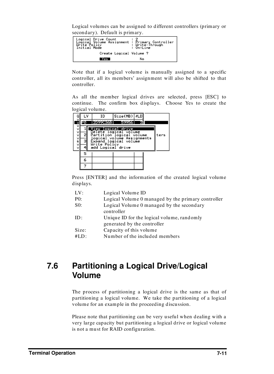 Compaq Infortrend manual Partitioning a Logical Drive/Logical Volume 