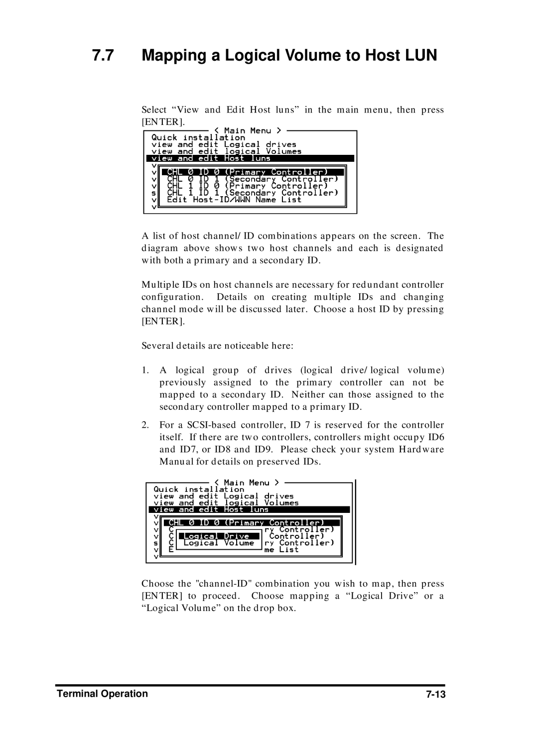 Compaq Infortrend manual Mapping a Logical Volume to Host LUN 