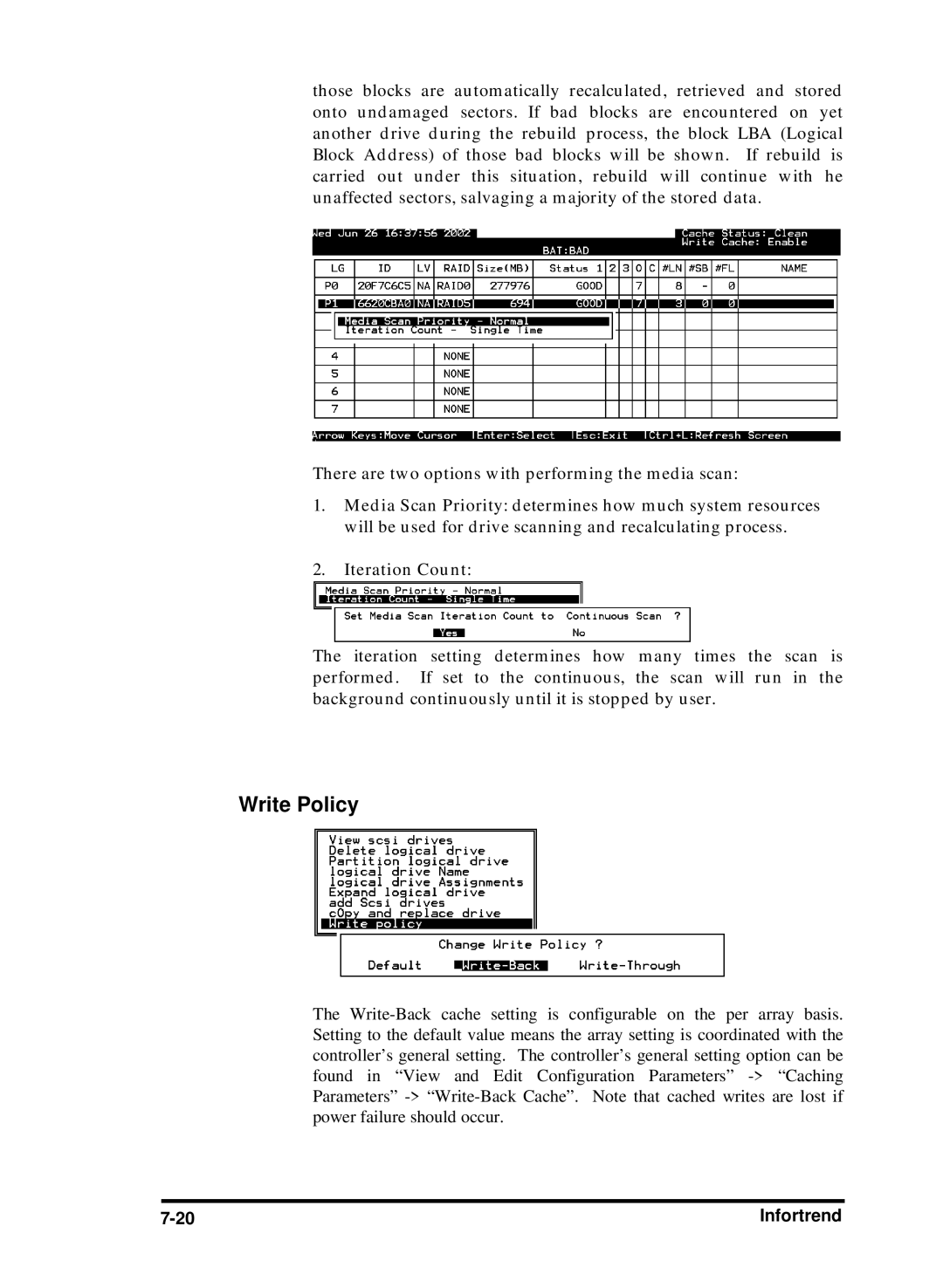 Compaq Infortrend manual Write Policy, Iteration Count 