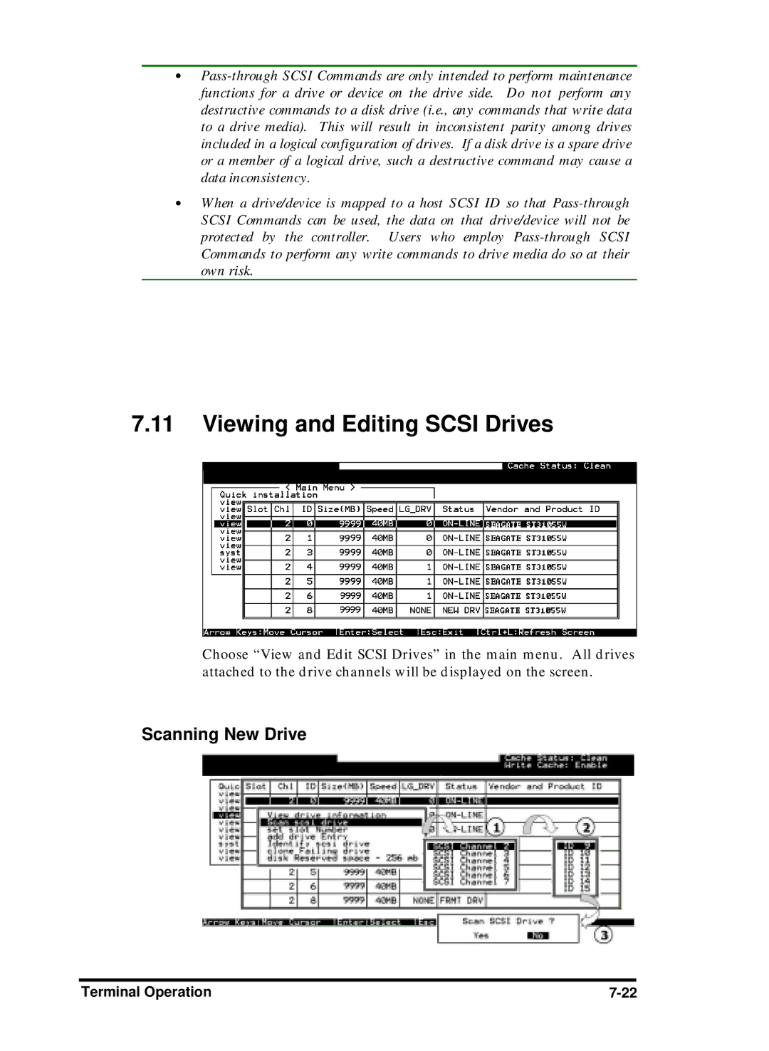 Compaq Infortrend manual Viewing and Editing Scsi Drives, Scanning New Drive 