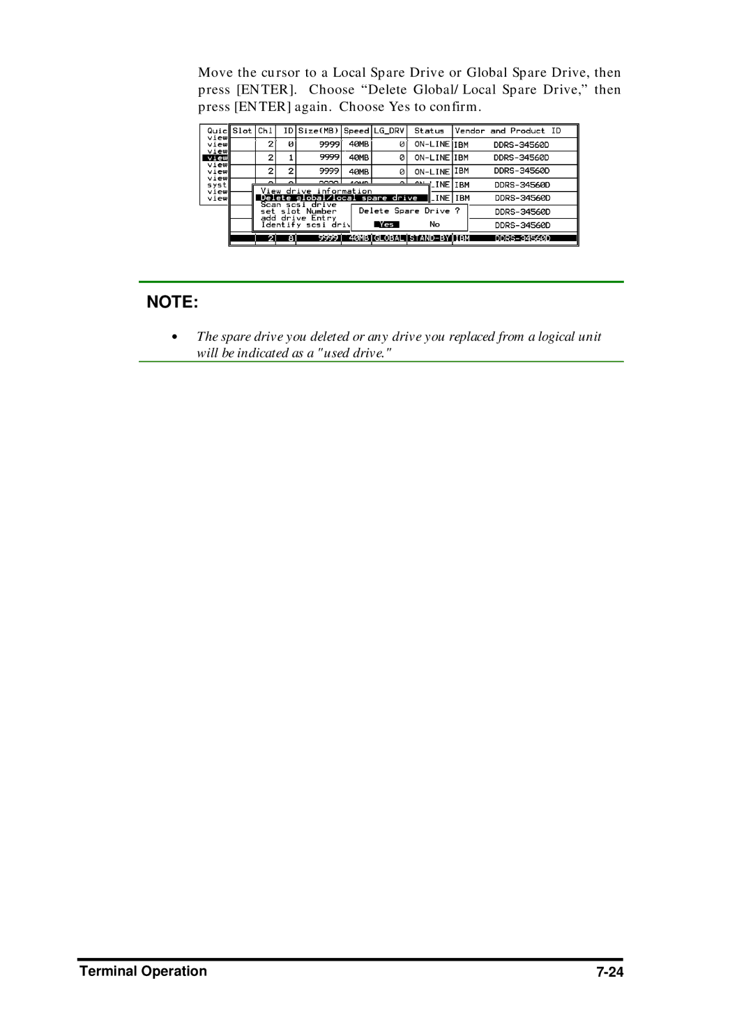 Compaq Infortrend manual Terminal Operation 