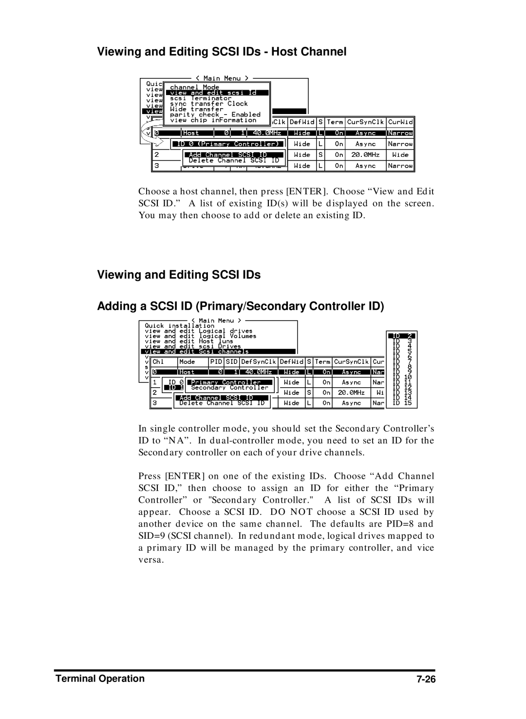 Compaq Infortrend manual Viewing and Editing Scsi IDs Host Channel 