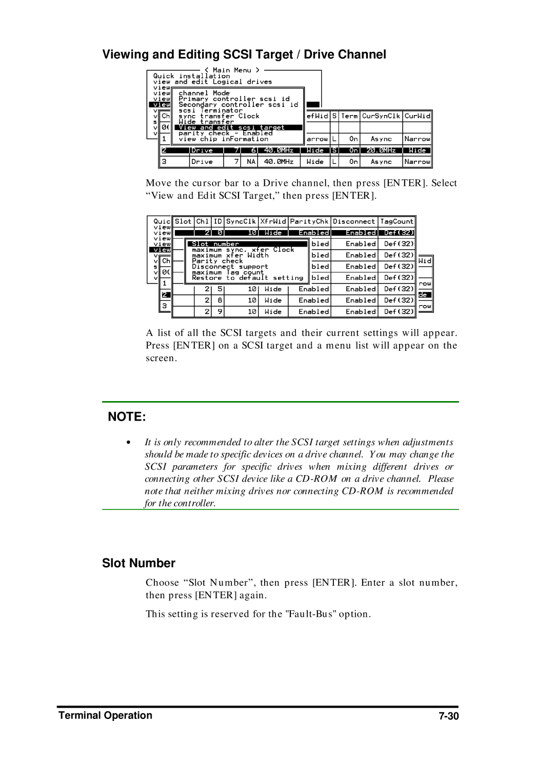 Compaq Infortrend manual Viewing and Editing Scsi Target / Drive Channel, Slot Number 