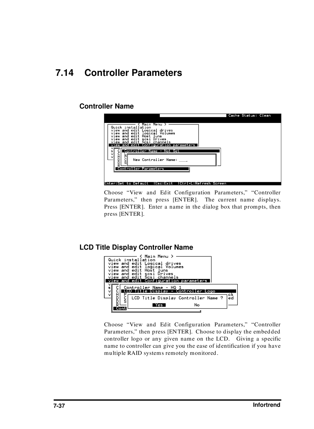 Compaq Infortrend manual Controller Parameters 