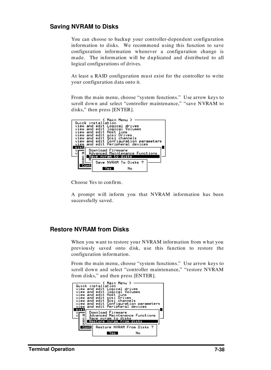 Compaq Infortrend manual Saving Nvram to Disks 