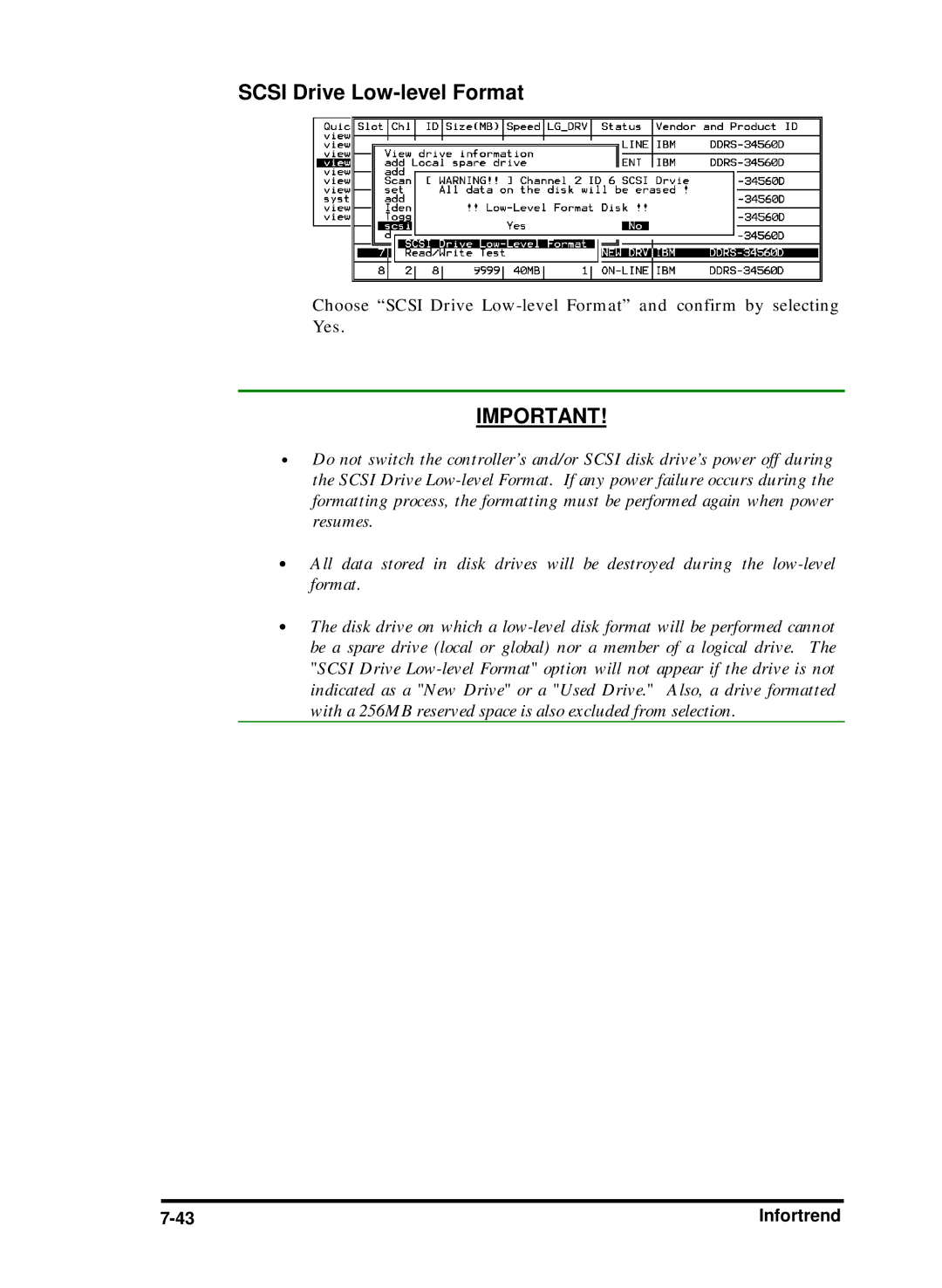 Compaq Infortrend manual Scsi Drive Low-level Format 