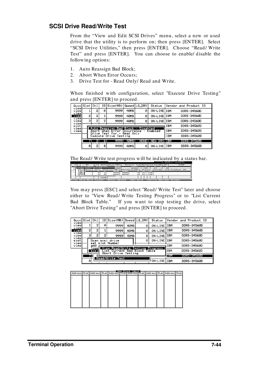 Compaq Infortrend manual Scsi Drive Read/Write Test 