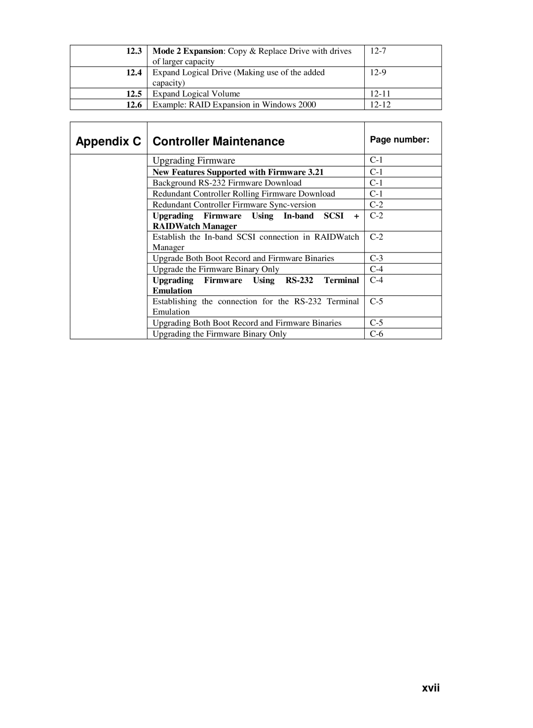 Compaq Infortrend manual Appendix C Controller Maintenance, Xvii 