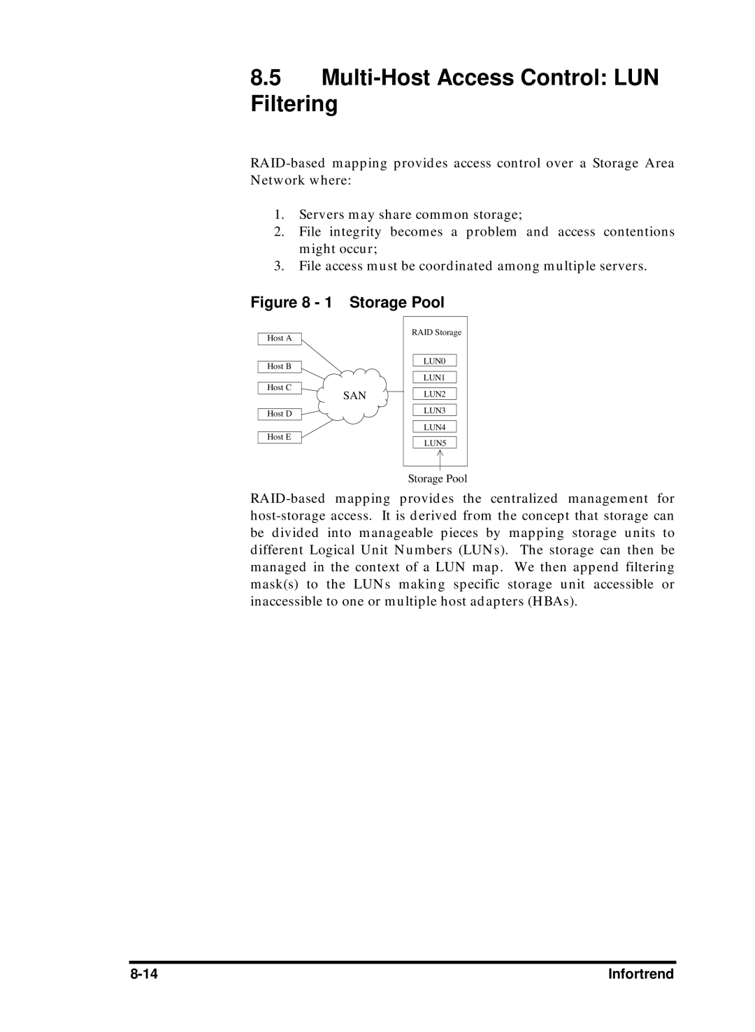 Compaq Infortrend manual Multi-Host Access Control LUN Filtering, Storage Pool 