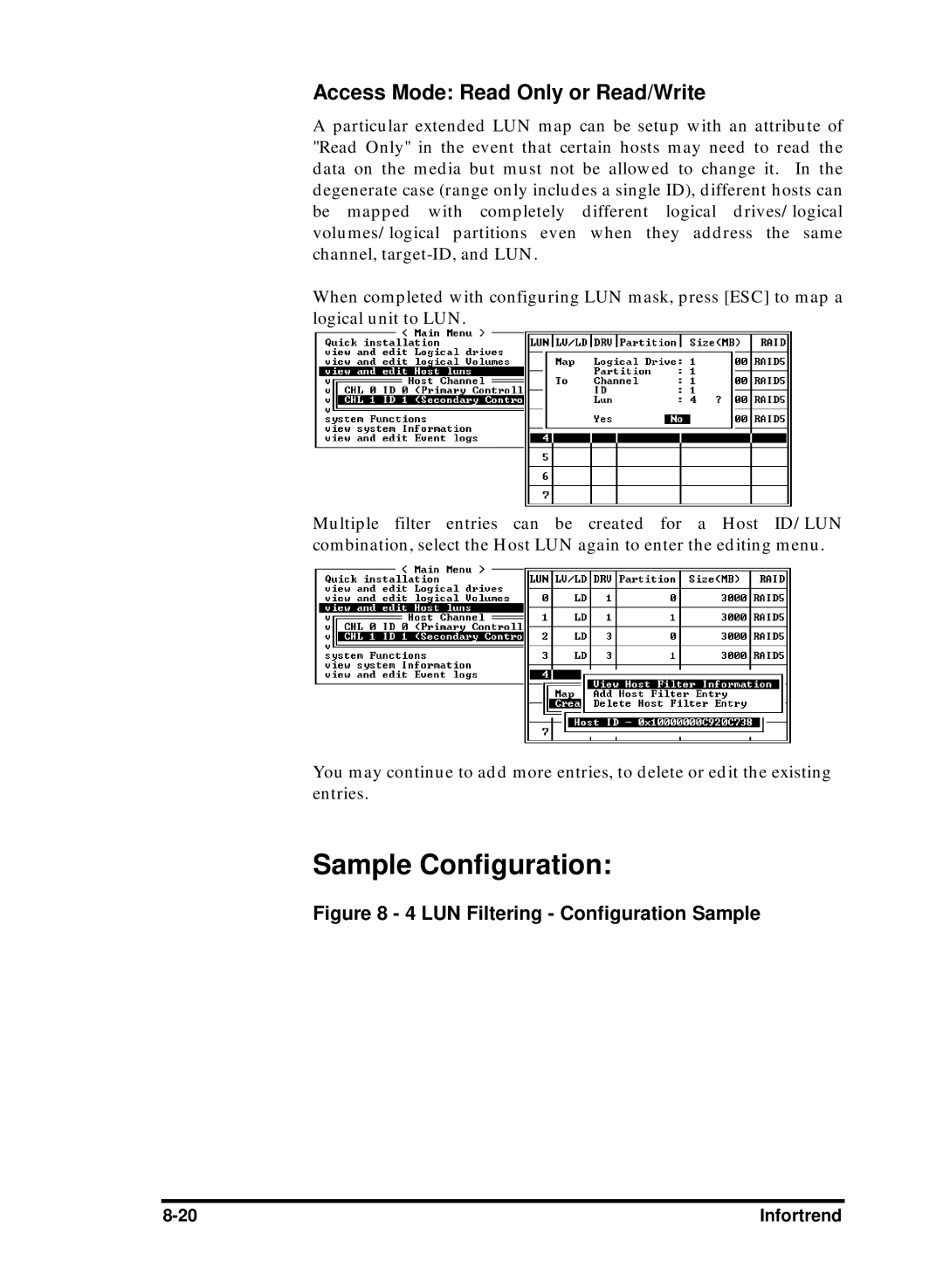 Compaq Infortrend manual Sample Configuration, Access Mode Read Only or Read/Write 