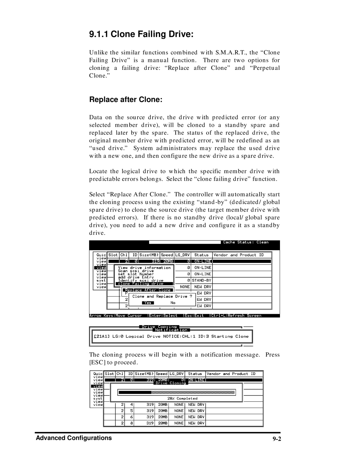 Compaq Infortrend manual Clone Failing Drive, Replace after Clone 