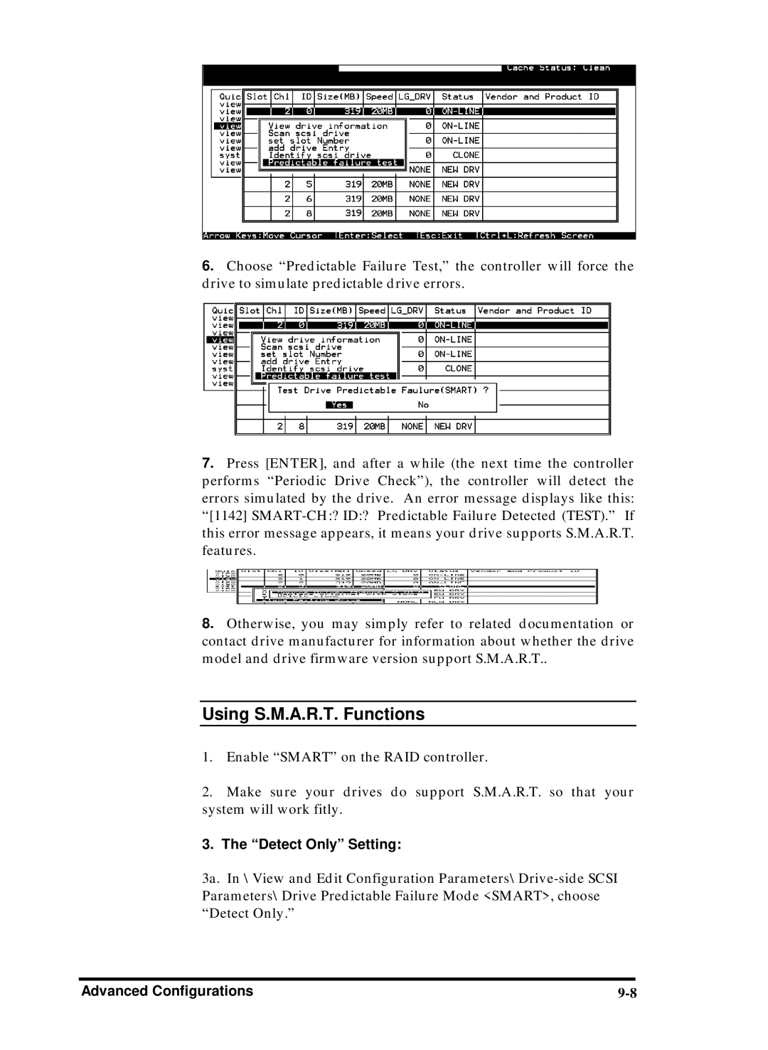 Compaq Infortrend manual Using S.M.A.R.T. Functions, Detect Only Setting 