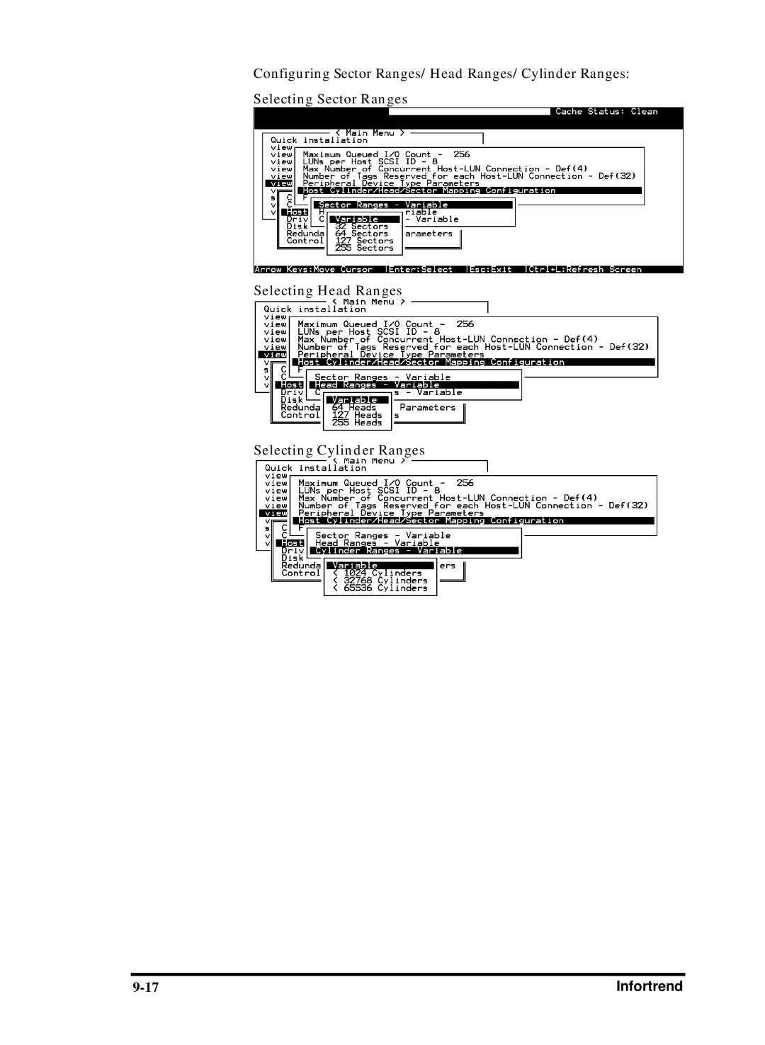 Compaq Infortrend manual Configuring Sector Ranges/Head Ranges/Cylinder Ranges 