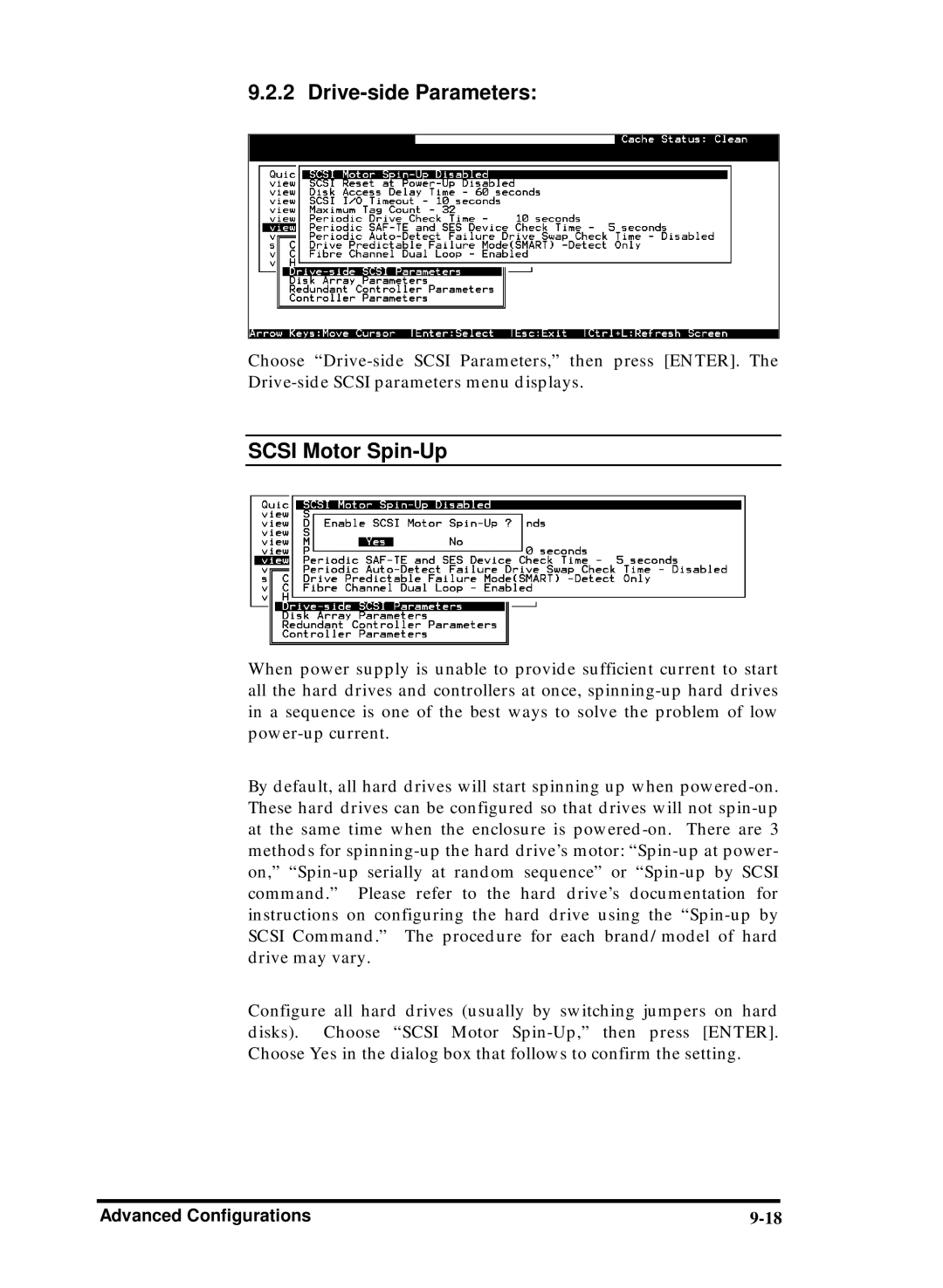 Compaq Infortrend manual Drive-side Parameters, Scsi Motor Spin-Up 