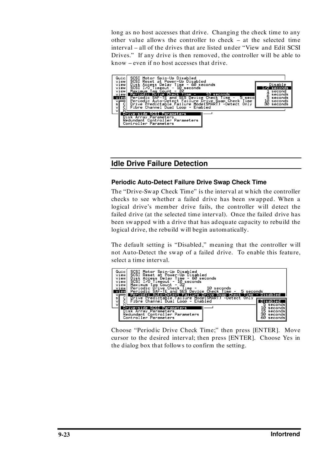 Compaq Infortrend manual Idle Drive Failure Detection, Periodic Auto-Detect Failure Drive Swap Check Time 