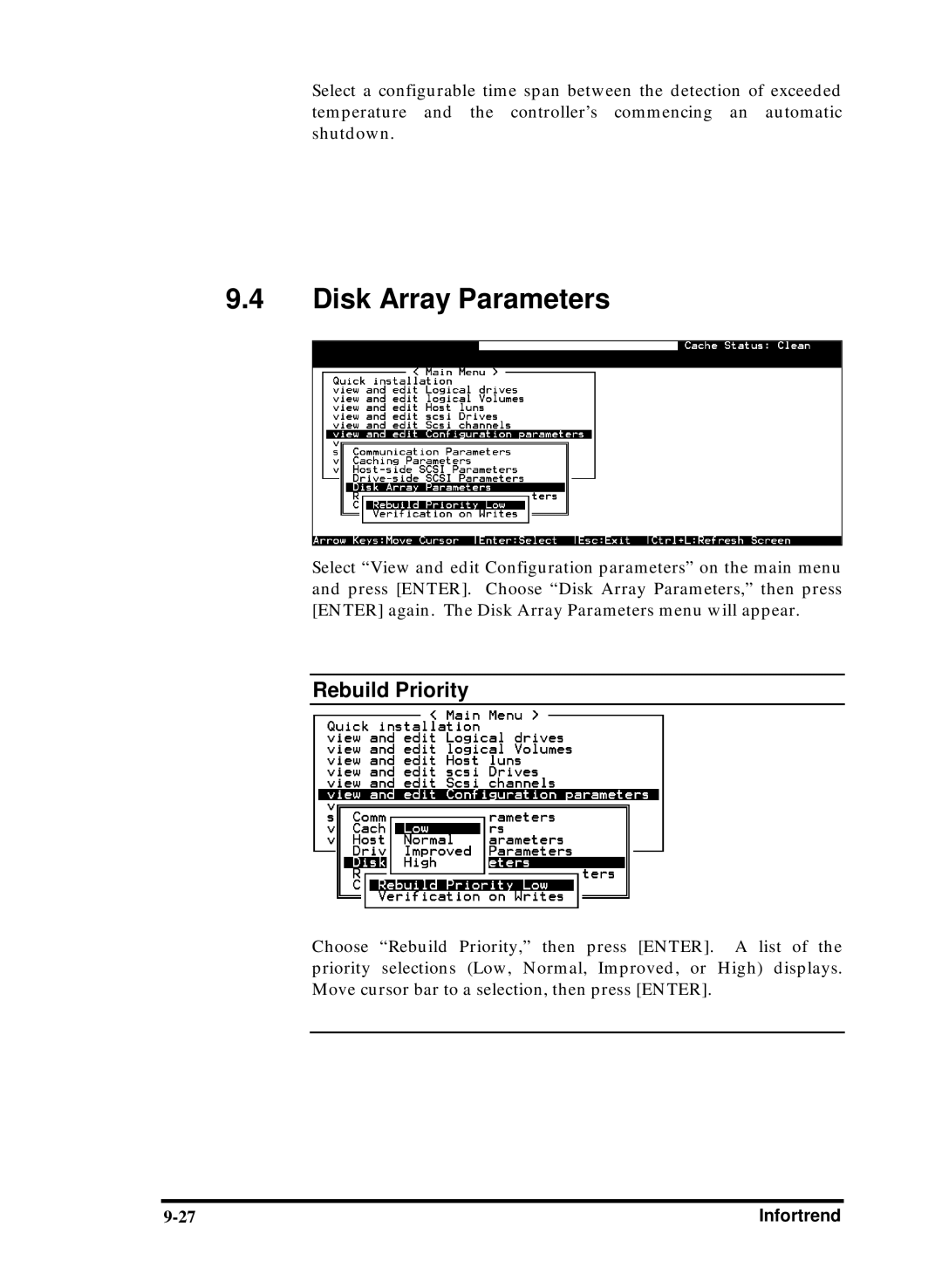 Compaq Infortrend manual Disk Array Parameters, Rebuild Priority 