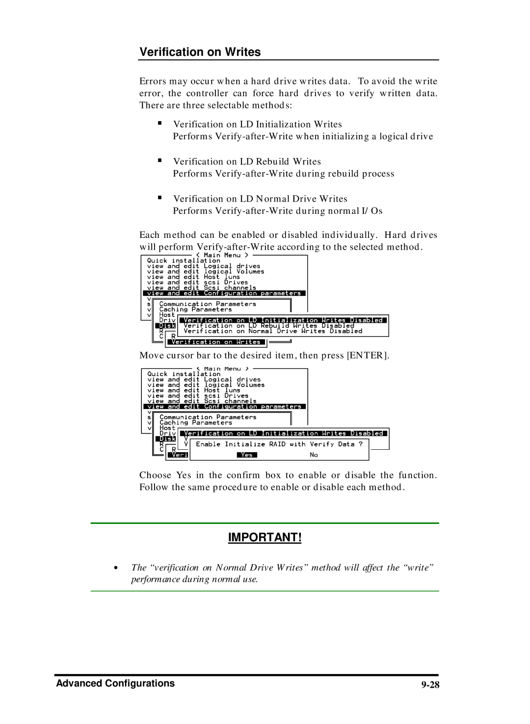 Compaq Infortrend manual Verification on Writes 