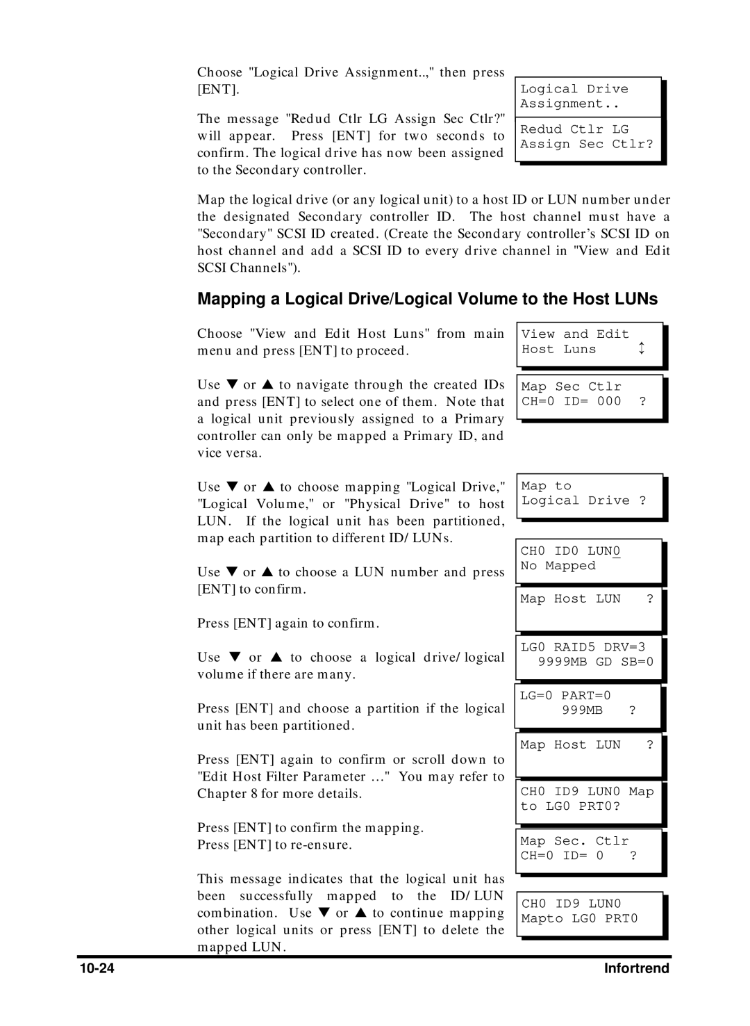 Compaq Infortrend manual Mapping a Logical Drive/Logical Volume to the Host LUNs 