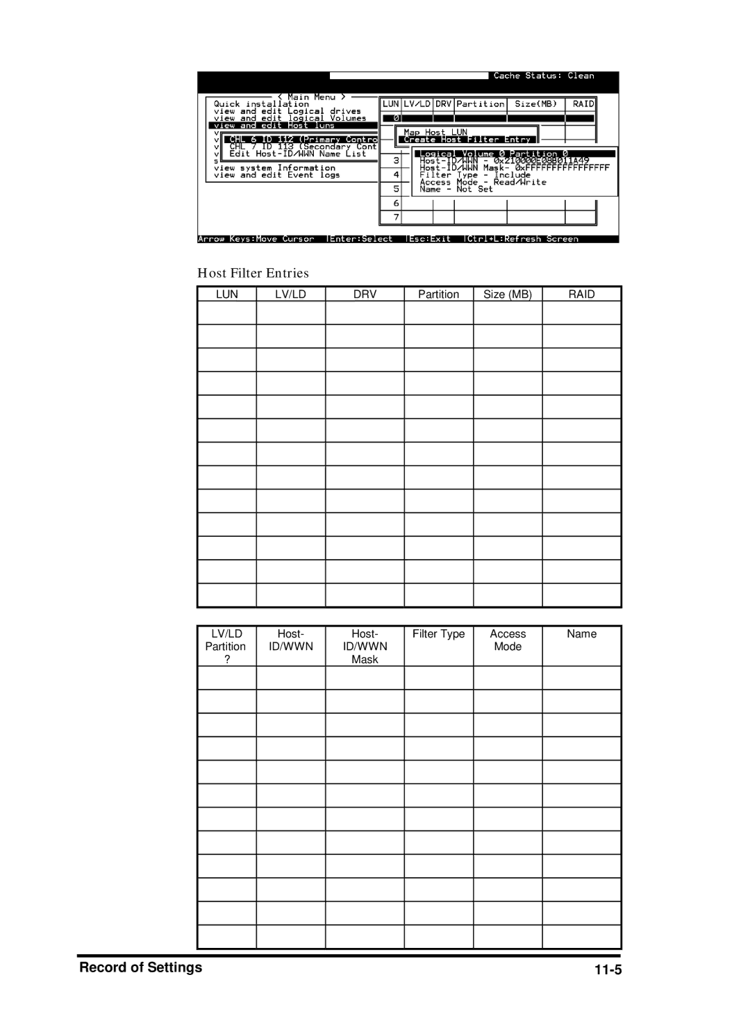 Compaq Infortrend manual Record of Settings 11-5 