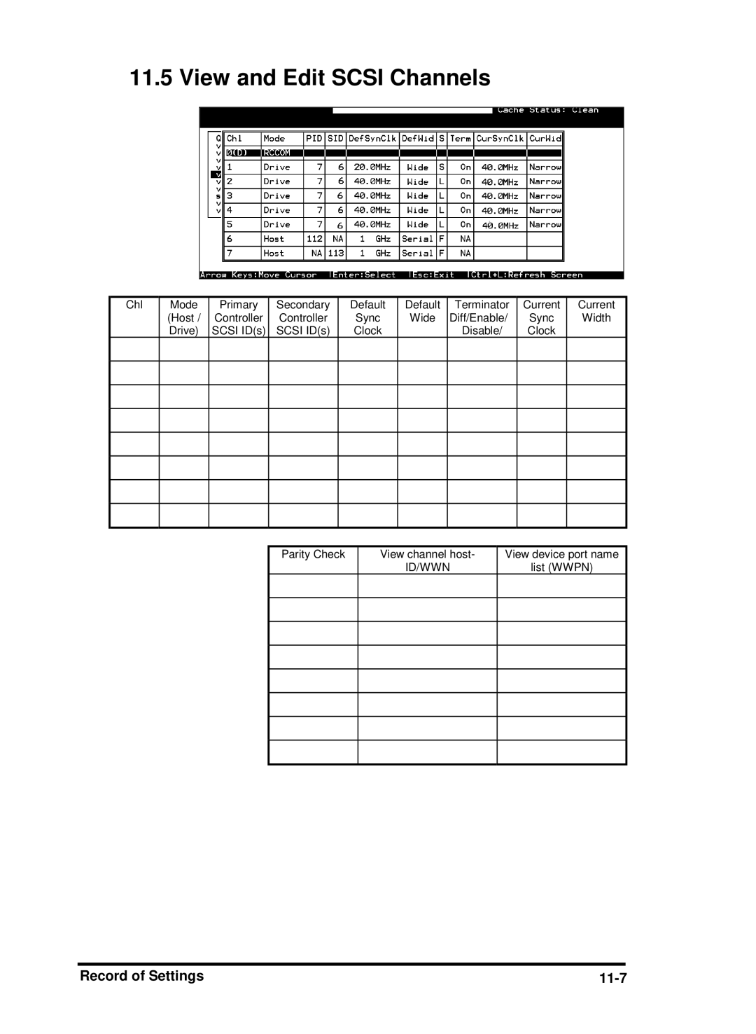 Compaq Infortrend manual View and Edit Scsi Channels, Record of Settings 11-7 