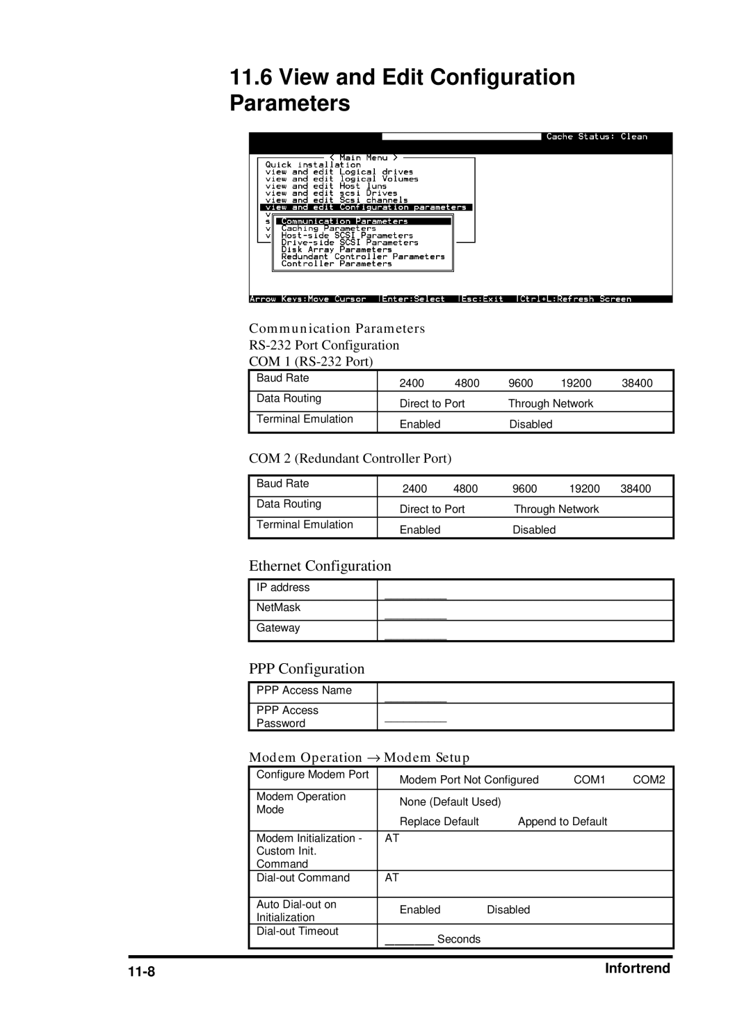 Compaq Infortrend manual View and Edit Configuration Parameters, Communication Parameters 