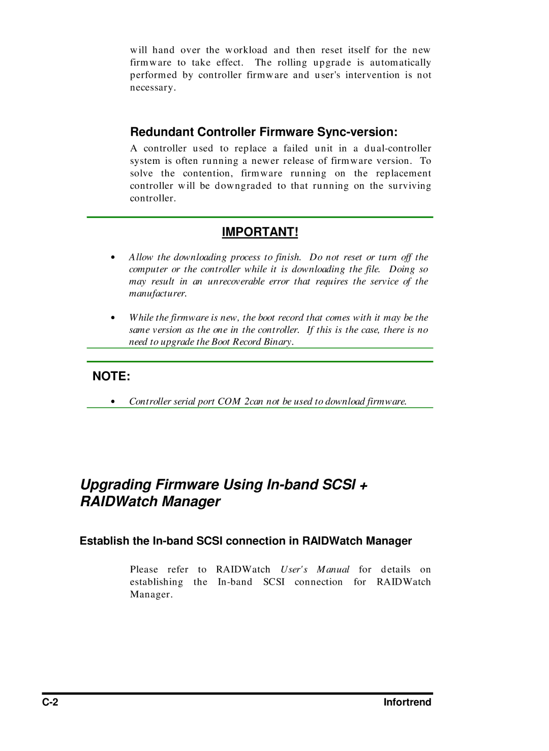 Compaq Infortrend Redundant Controller Firmware Sync-version, Establish the In-band Scsi connection in RAIDWatch Manager 