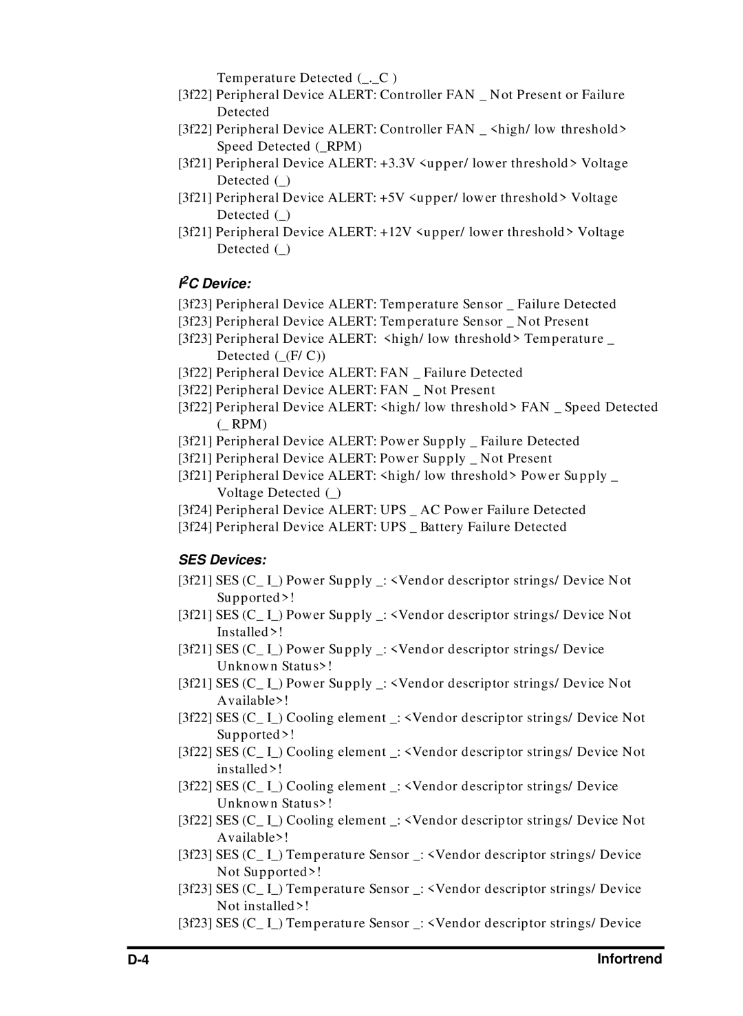 Compaq Infortrend manual I2C Device 